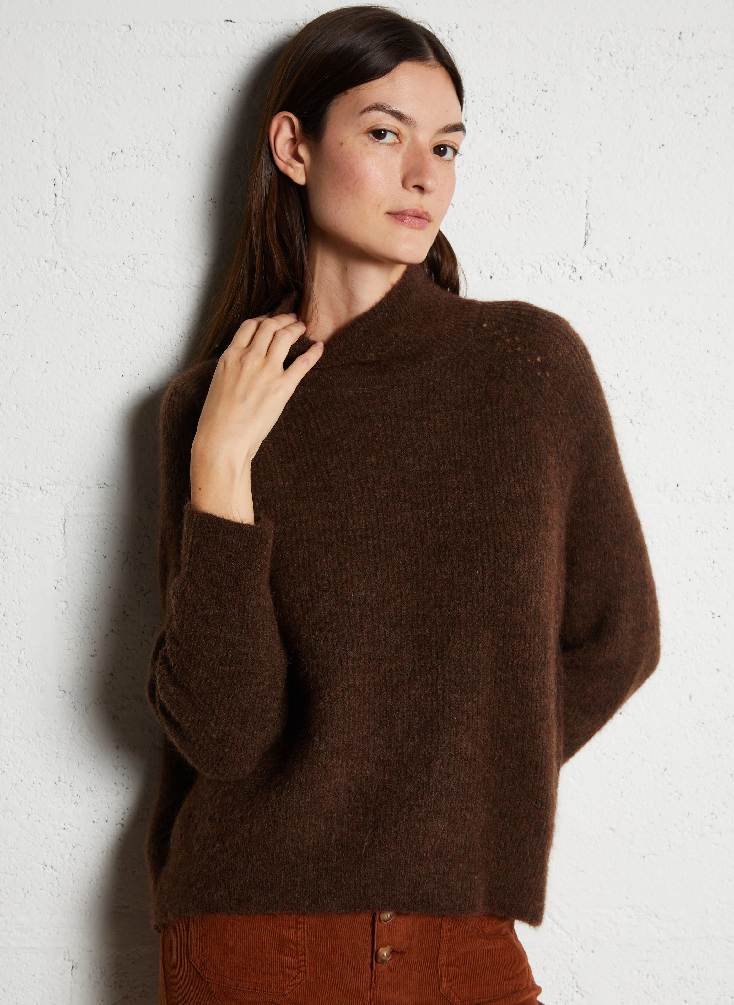 BERGAMOTE - Pull ample en maille | Marron