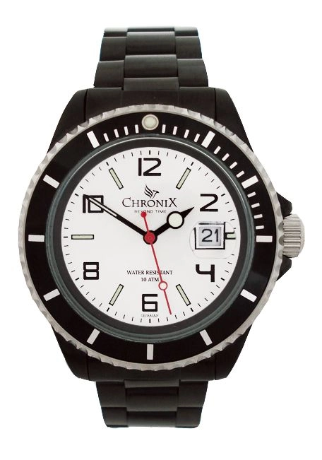 Chronix Sport Style Herrenuhr Black Ivory Weiß