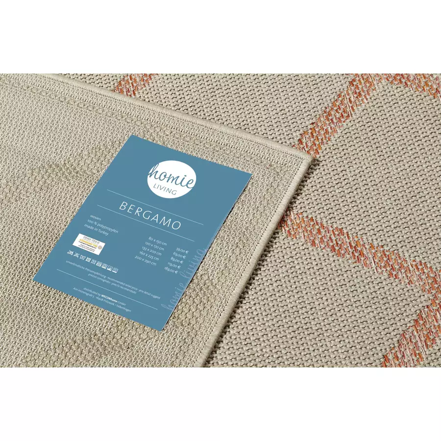 Homie Living Outdoorteppich In & Outdoor Bergamo beige rot