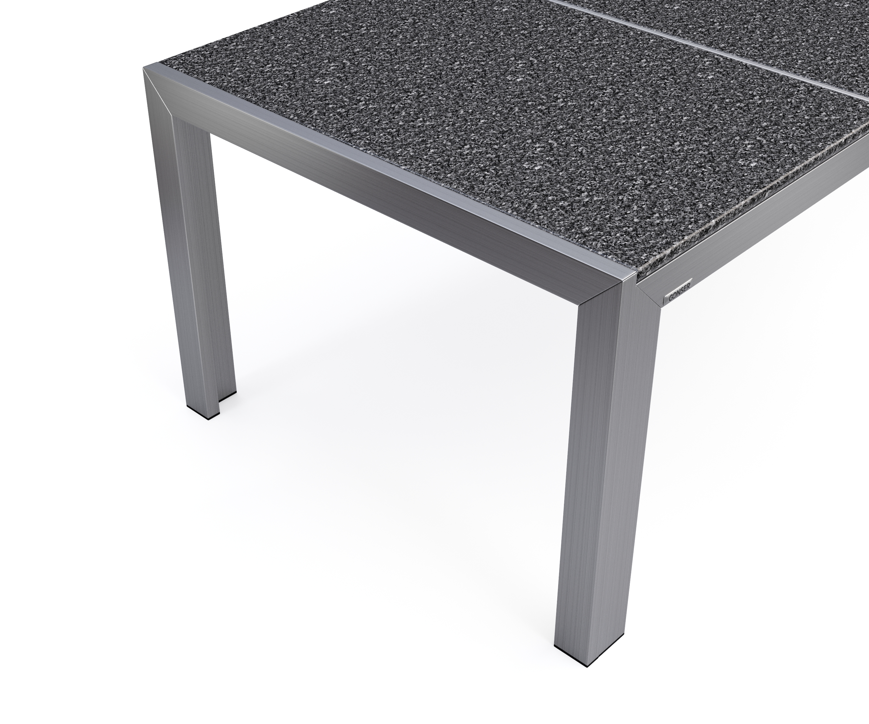 Granittisch Edelstahl 200 x 95 x 75 cm