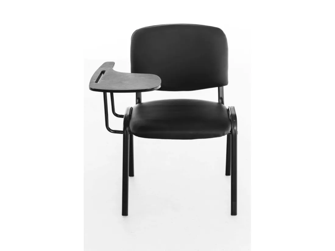 Lot de 4 Chaise de conférence - Similicuir & Métal noir mat - Noir - Ken mit Klapptisch