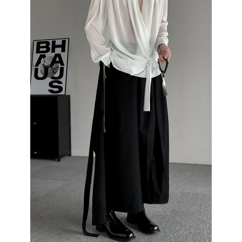 Freehop - Mid Rise Plain Cropped Wide Leg Broek