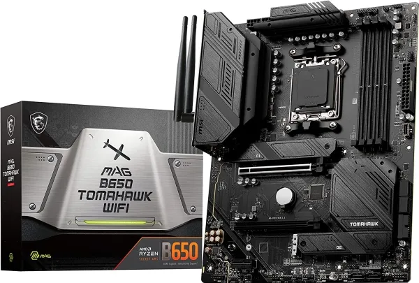 MSI MAG B650 TOMAHAWK WIFI - Bundkort - ATX - Socket AM5 - AMD B650 Chipset - USB 3.2 Gen 1, USB 3.2 Gen 2, USB-C 3.2 Gen2, USB-C 3.2 Gen 2x2 - 2.5 Gigabit LAN, Wi-Fi 6E, Bluetooth - onboard grafik (CPU påkrævet) - HD Audio (8-kanaler)