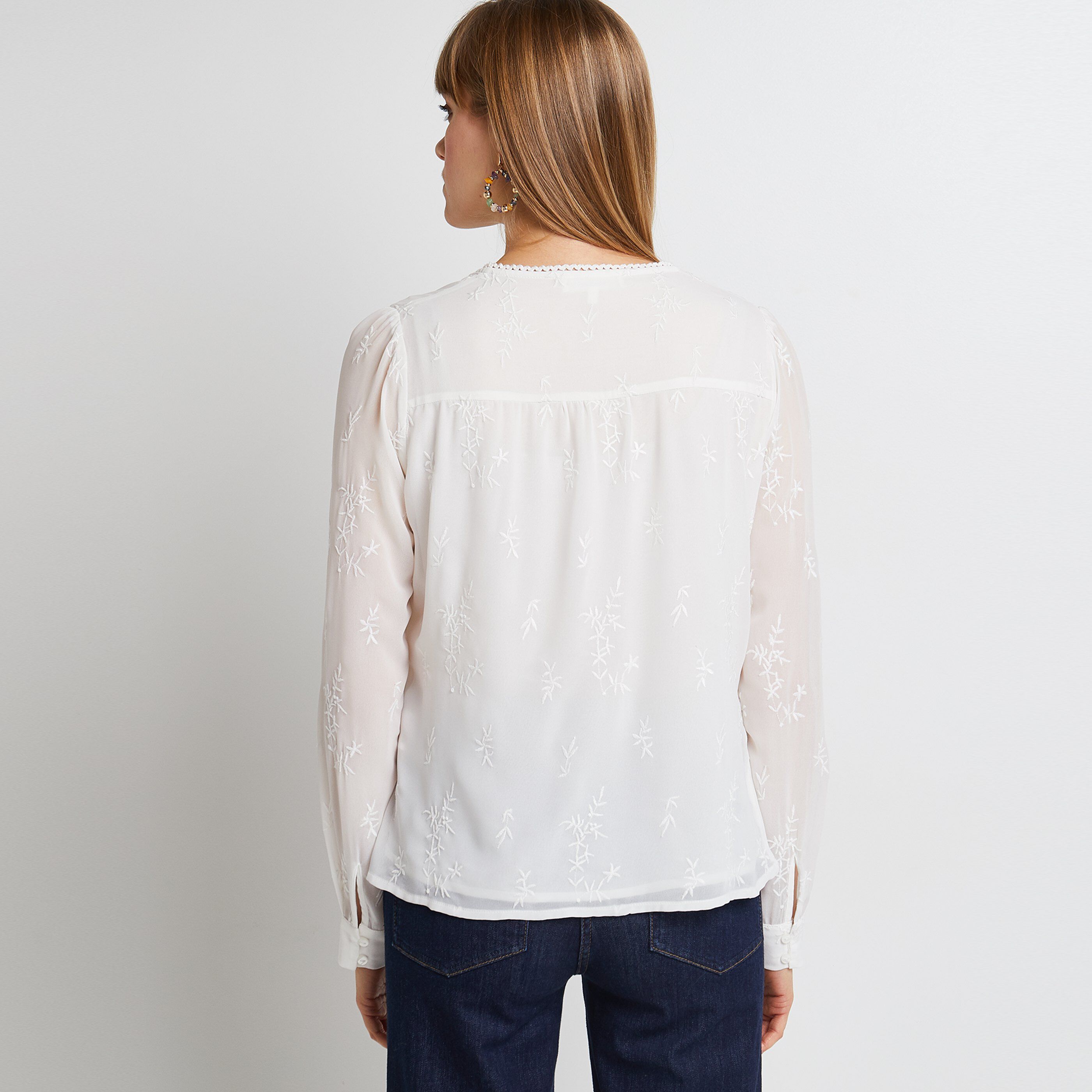Blouse brodée femme - ECRU