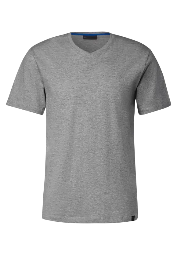 Basic V-Neck  T-Shirt - stone grey melange