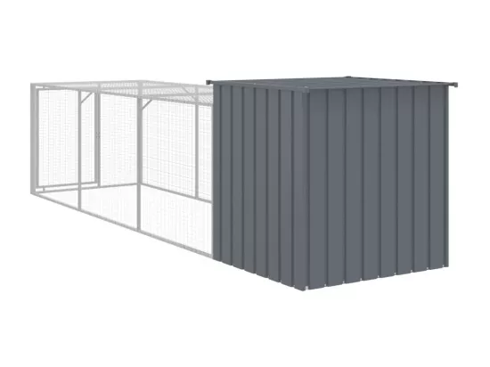 Poulailler avec cour anthracite 110x405x110 cm acier galvanisé