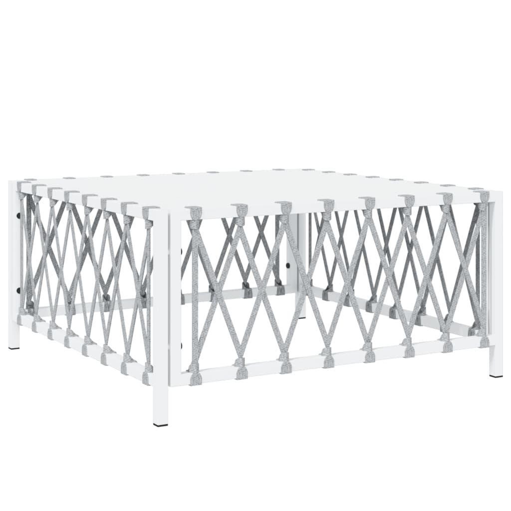 Salon de jardin meuble d'extérieur ensemble de mobilier 4 pièces avec coussins blanc acier