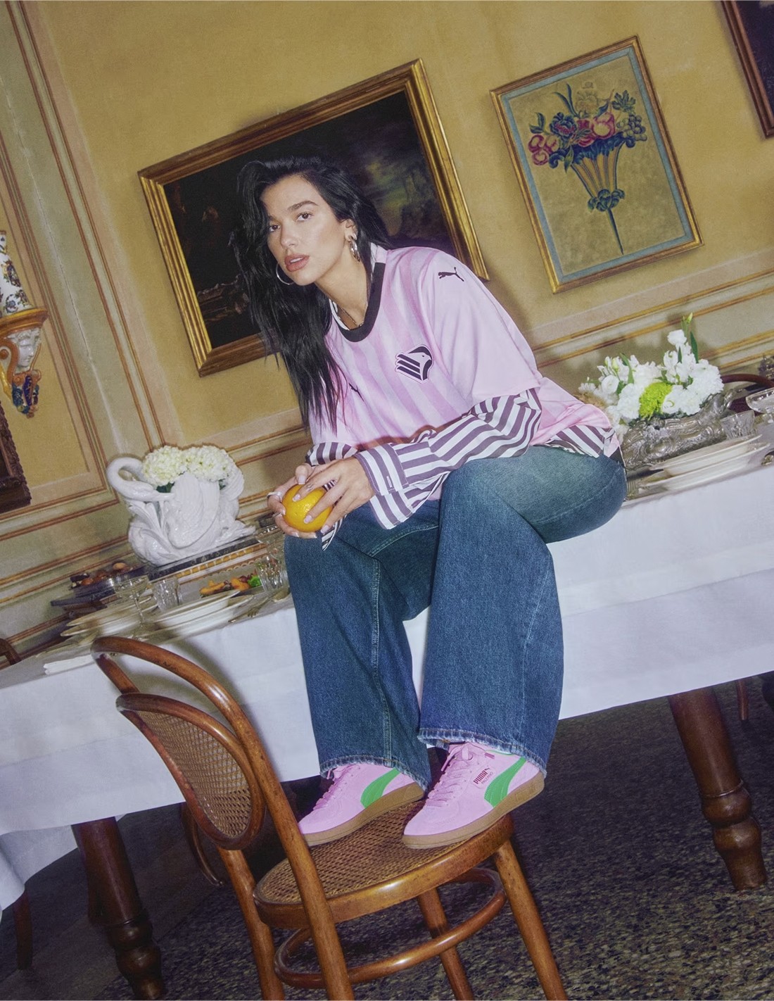 puma Sneakers Femme Palermo Rose/Vert Daim
