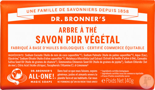 Dr Bronner's Pain De Savon Arbre À Thé Visage Et Corps Toutes Peaux 140g