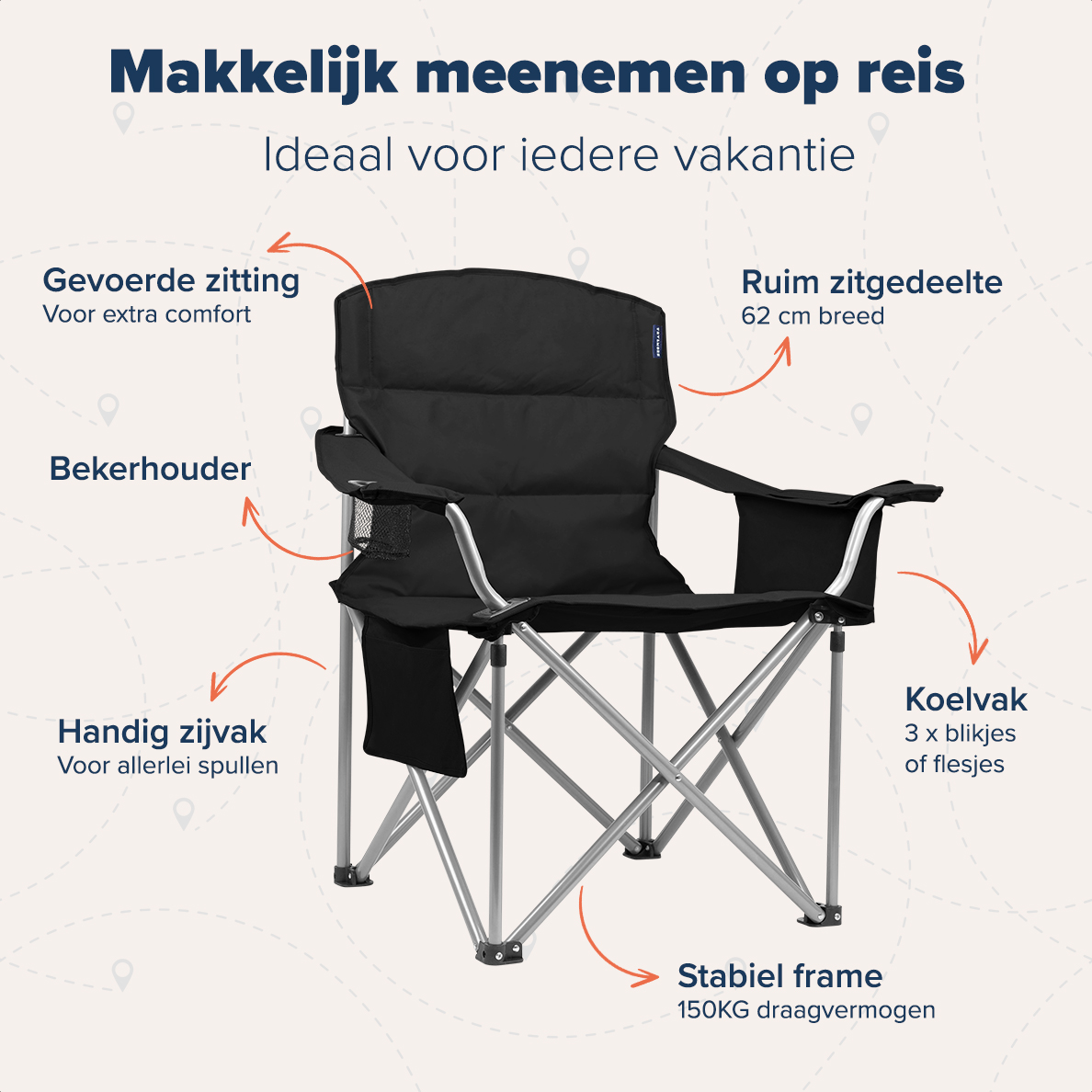 TRVLMORE XL vouwstoel met koelvak - Black