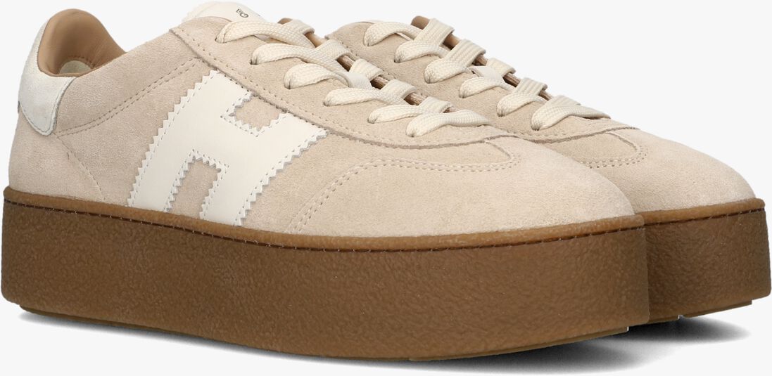 beige hogan lage sneakers h681 allacciato h