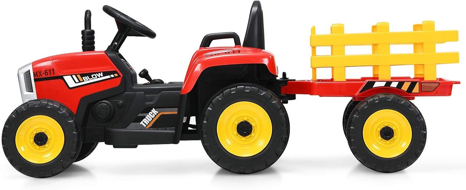 Carrinho trator elétrico infantil KOMFOTTEU, capacidade de carga de 30 kg, a partir de 3 anos.
