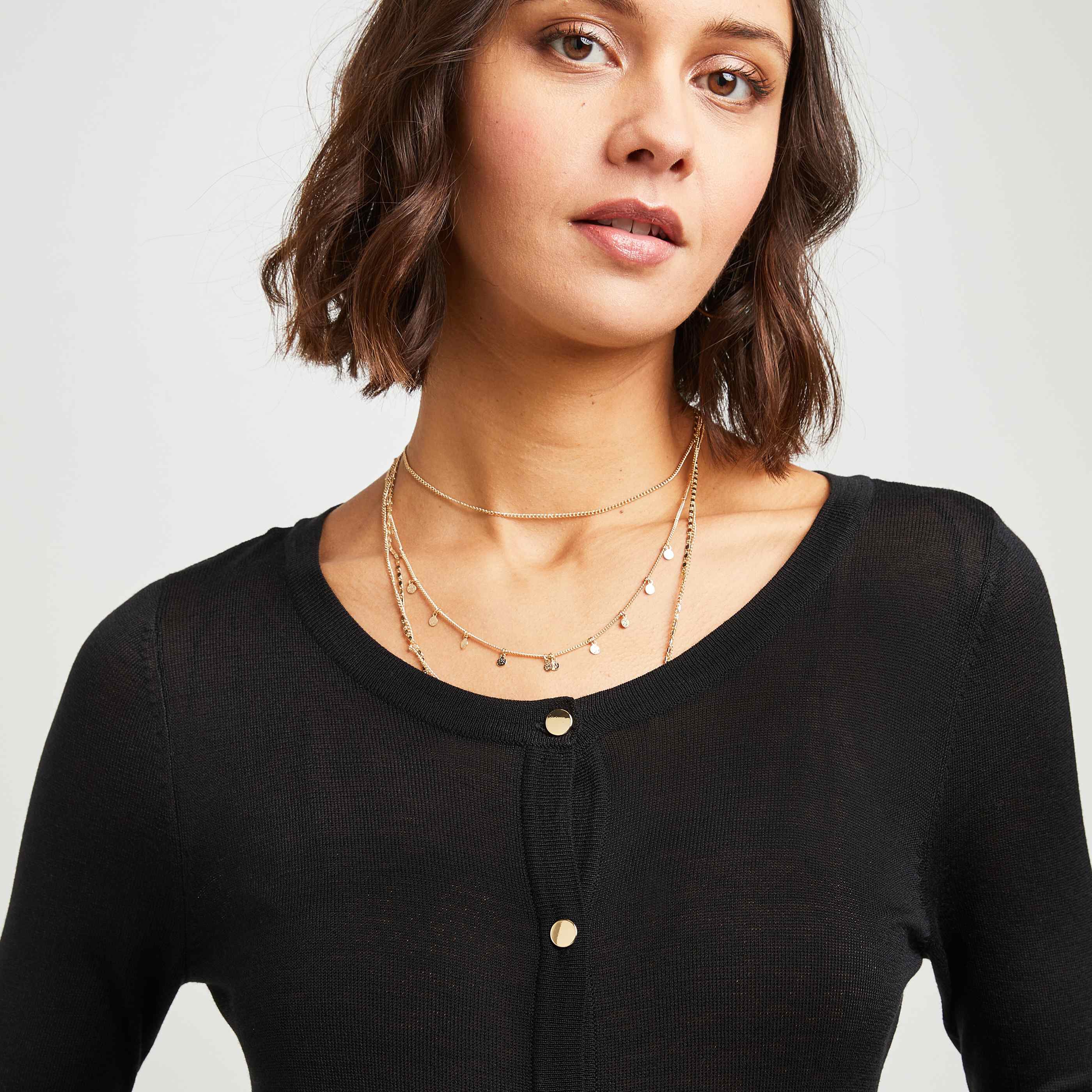 Gilet noir col rond - NOIR