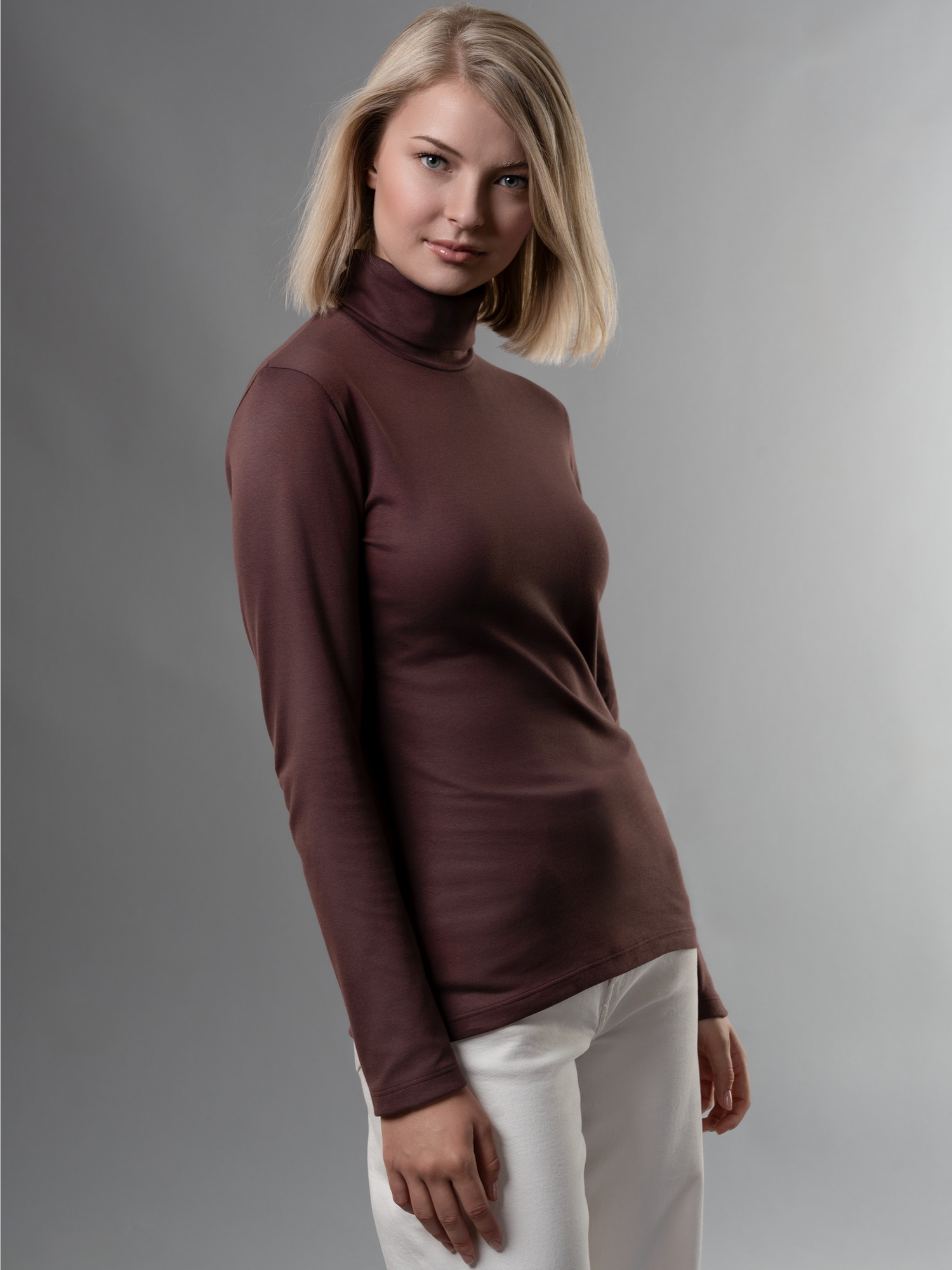 Rollkragenshirt Kastanie
