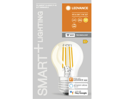 Ledvanve Smart WIFI Filament LED Druppellamp Dimbaar P40 E27/4W (40W) Helder 470 lm 2700 K Warm Wit