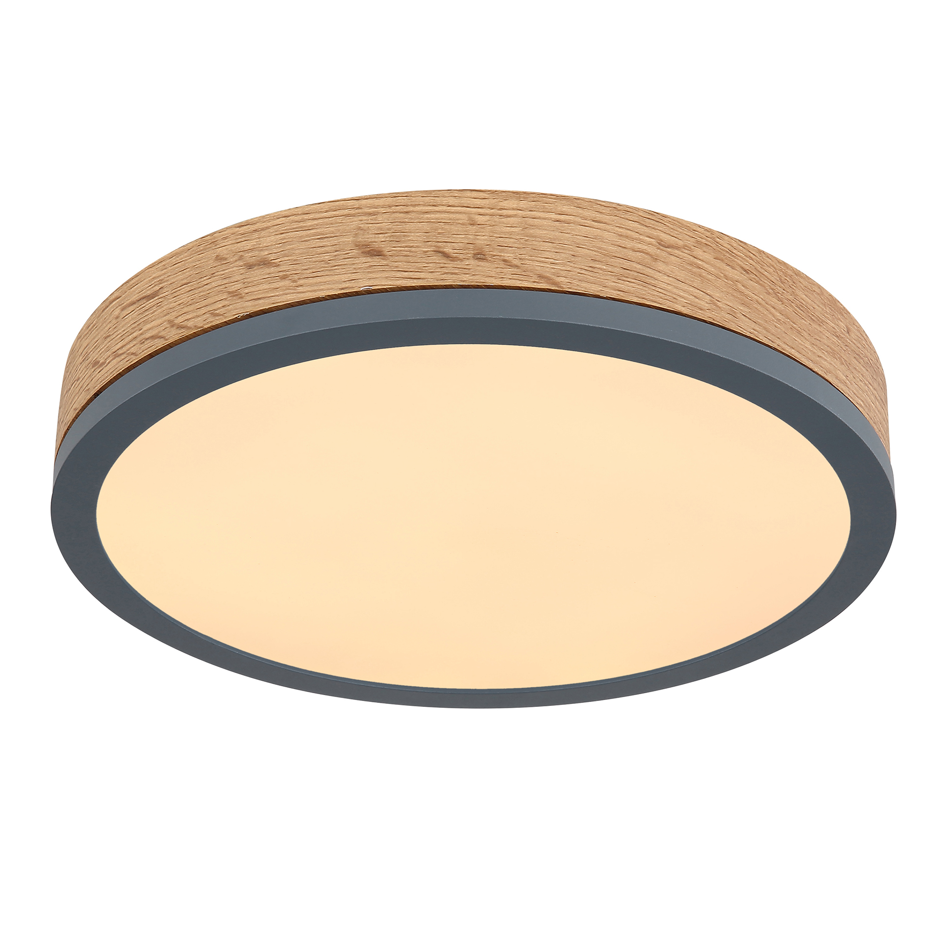 LED-Deckenleuchte - graphit-Holzoptik-opal - Ø 30 cm