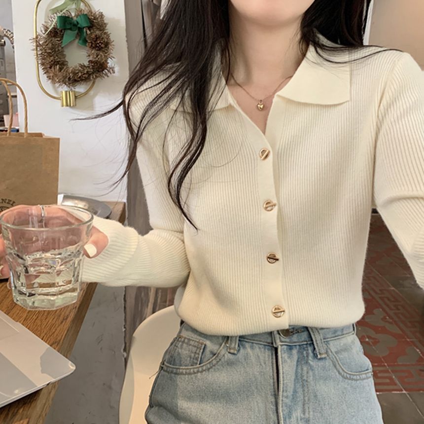 Lady Jean - Effen Cardigan met Kraag