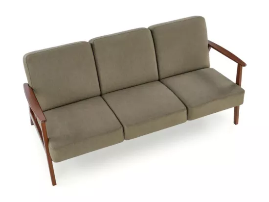 Canapé 3 places en tissu vert olive style retro Franky