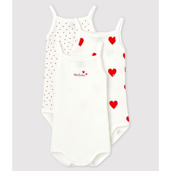 Lot de 3 bodies à bretelles bébé   de               Petit Bateau