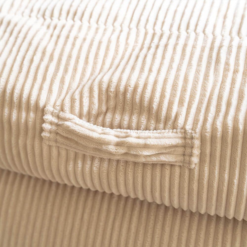 Home Deluxe - Sitzsack Cozy - Stoff: Samt Cord, Farbe: Beige - Maße: 100 x 88 x 80 cm, inkl. Füllung I Sitzmöbel Bean Bag Sitzsäcke