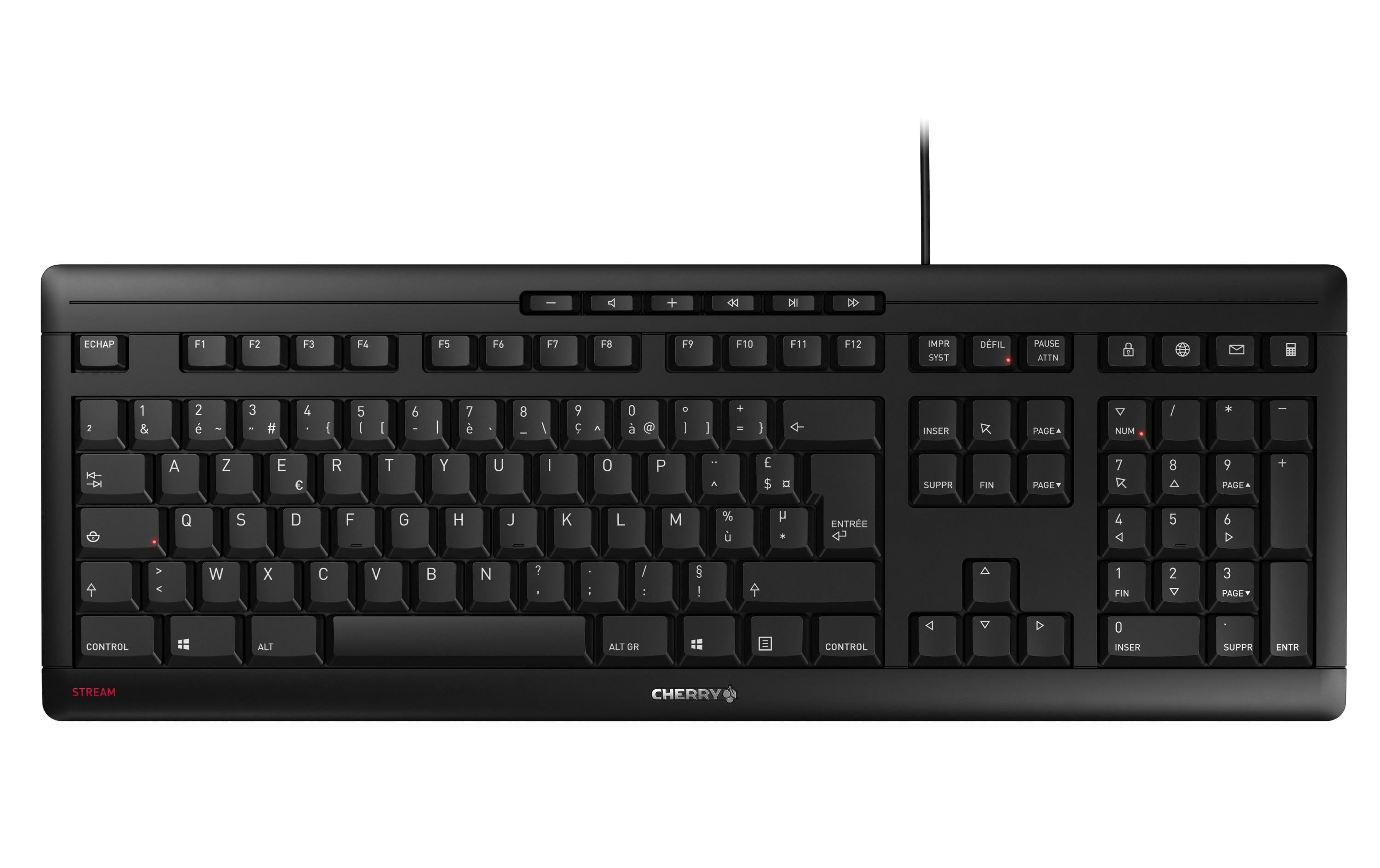 Tastatur Stream FR-Layout SchwarzSchlanke Tastatur mit flüsterleisem Tastenanschlag