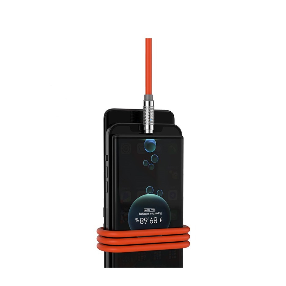 (1m) 100W USB A auf USB C Ladekabel Magnetisches Datenkabel mit LED (Extra Robust Ø6mm) - Orange
