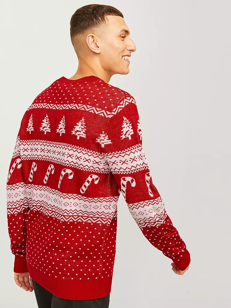 JACK & JONES Pullover JJXMAS GABRIEL dunkelrot
