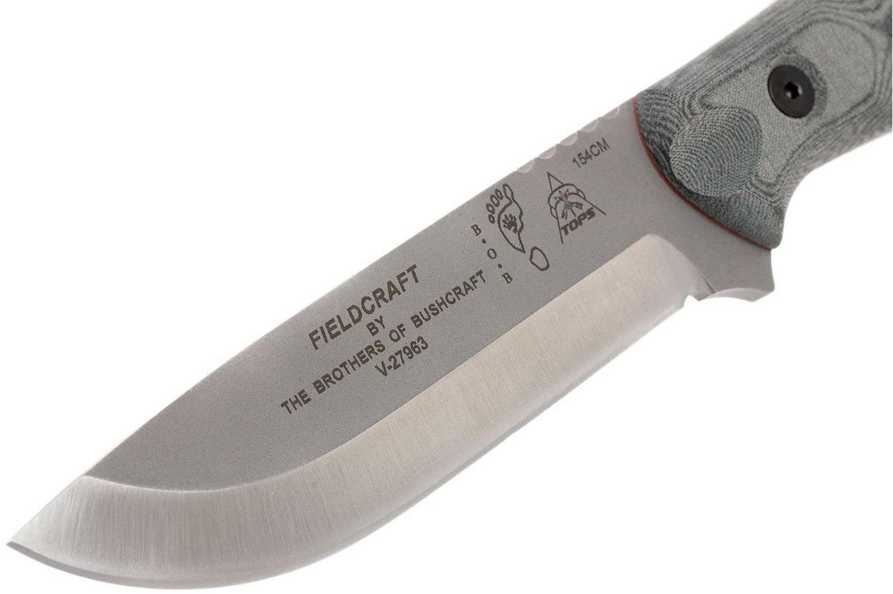 TOPS Knives B.O.B. Fieldcraft 154CM Grey/Black Micarta BROS-154-BLM bushcraftmes