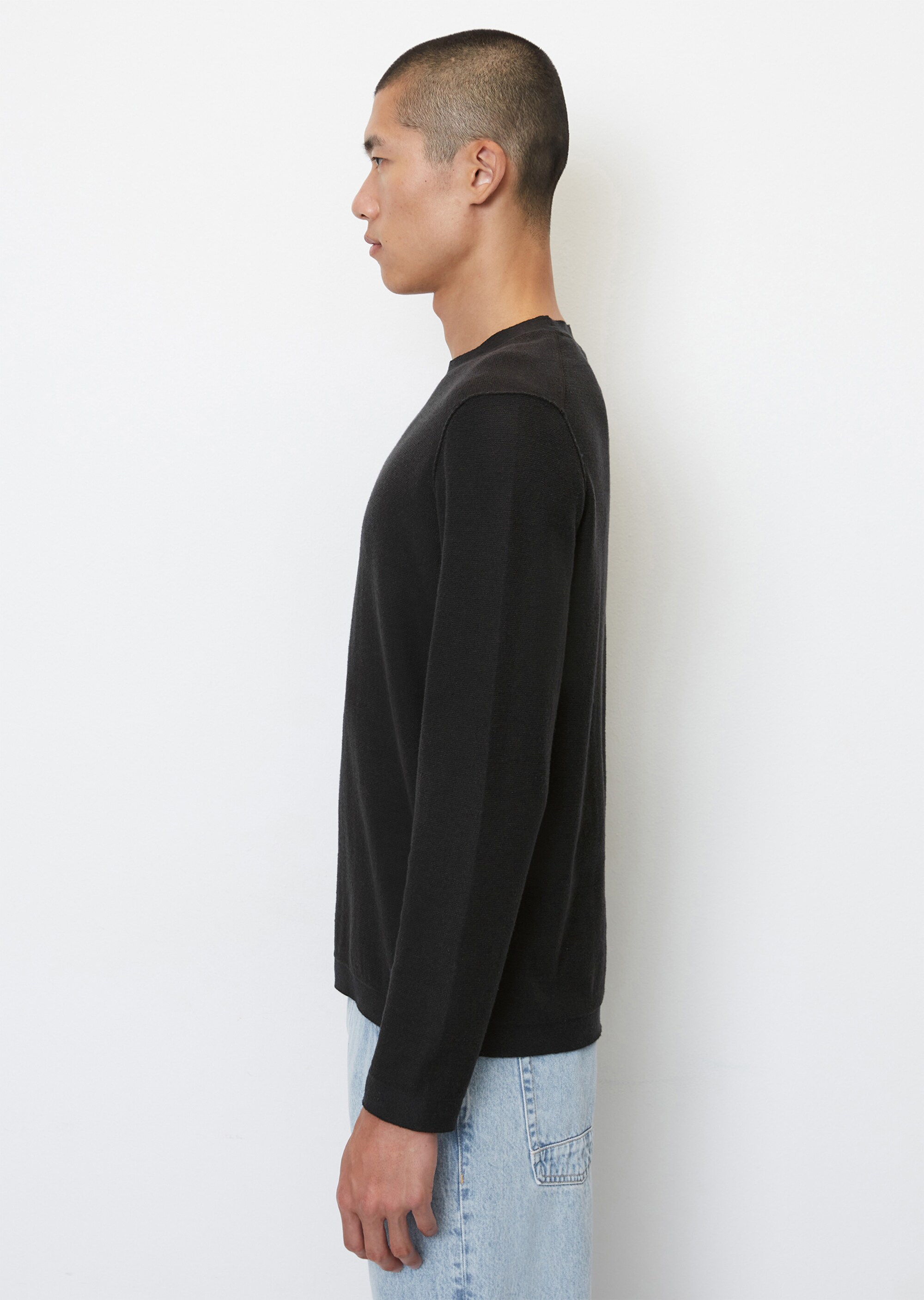 Langarm-Pullover regular im lässigen Inside-Out-Look