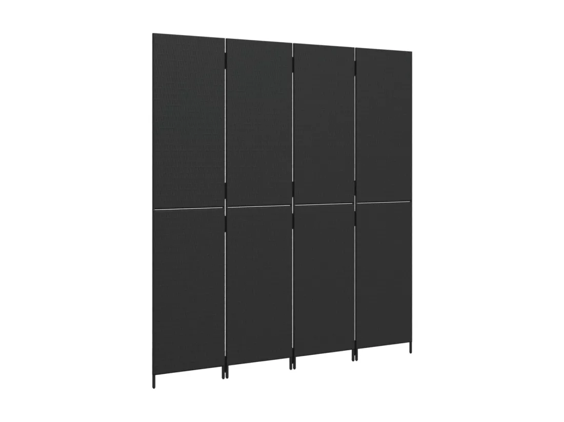 Cloison de séparation 4 panneaux noir résine tressée