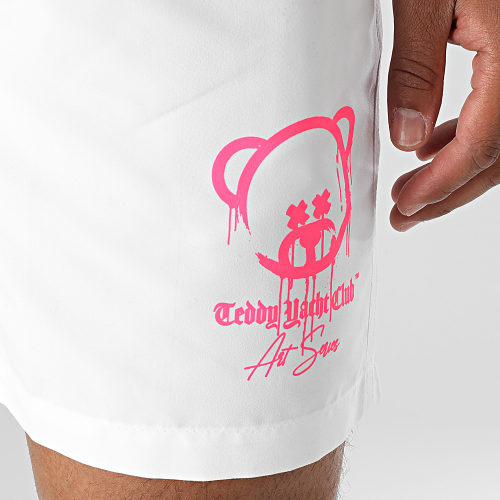 Short De Bain Art Series Blanc Rose Fluo