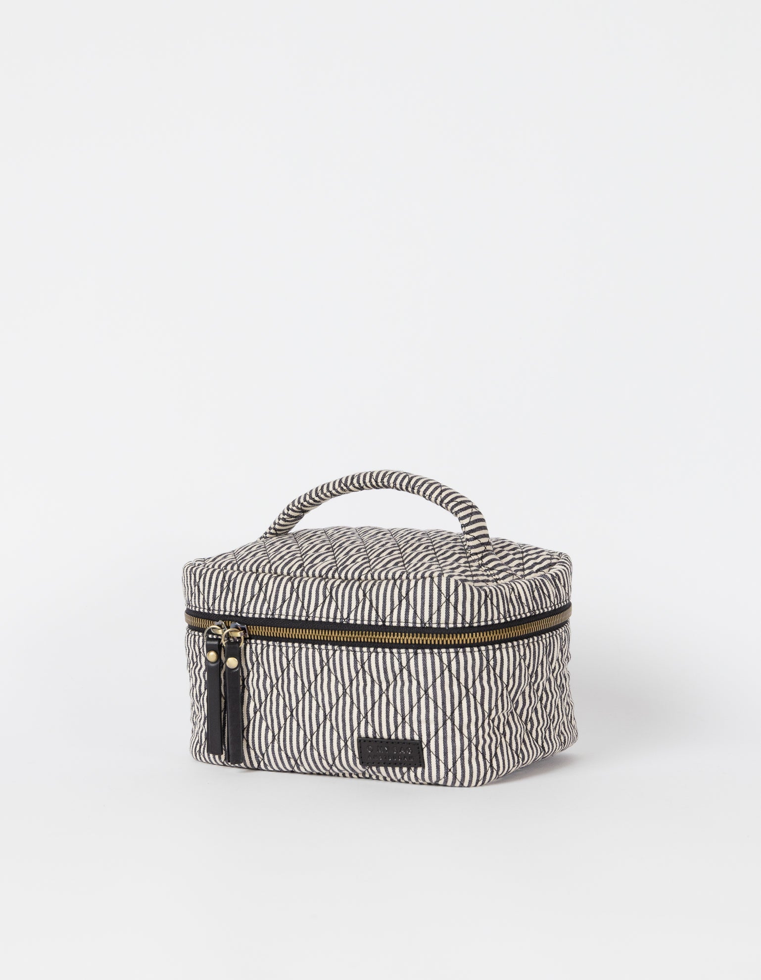 Elise Makeup Bag  - Cotton Black Classic Leather