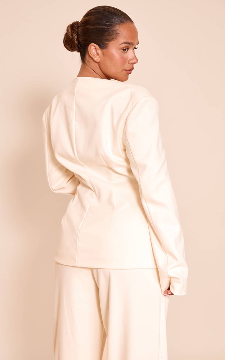 Pale Yellow Ensemble Blazer Tailleur Taille Cintrée Shape