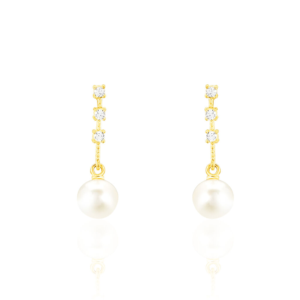 Boucles D'oreilles Pendantes Louise-marie Or Jaune Perle De Culture