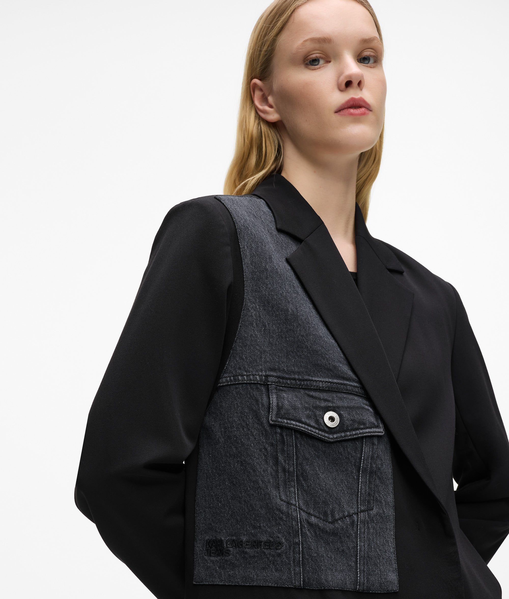 Denim paneel blazer