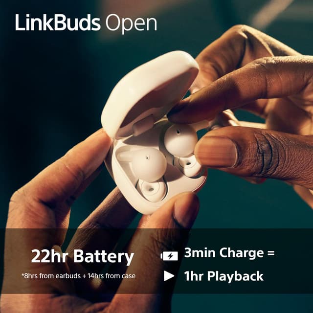 Sony LinkBuds Open true wireless in-ear høretelefoner (hvid)
