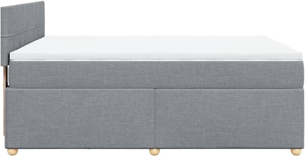 vidaXL Boxspringbett, Doppelbett mit LED Matratze Matratzenauflage, Bettgestell mit Lattenrost Kopfteil, Polsterbett Bett für Schlafzimmer, Hellgrau 140x200cm Stoff