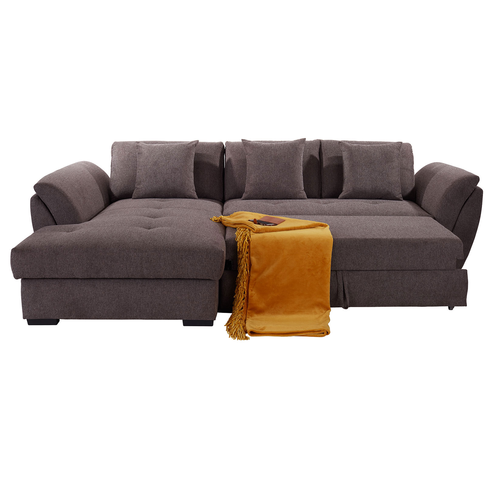 Ecksofa - graubraun - Liegefunktion - Recamiere links