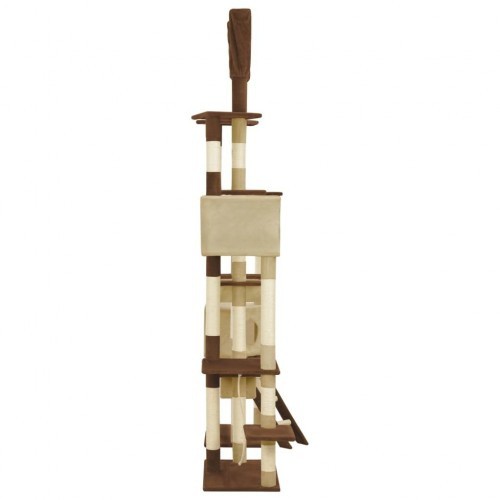 Arranhador marrom para gatos com hastes de sisal.