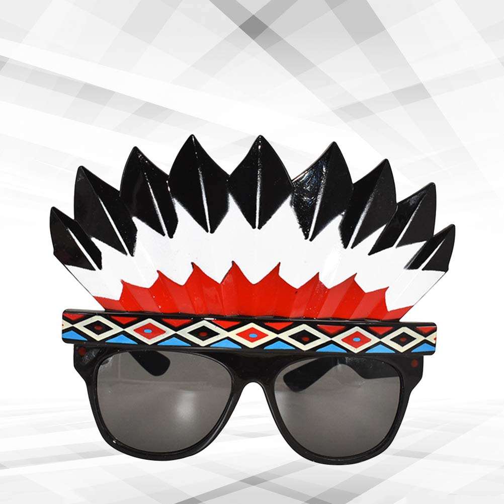 Photo Booth Party Brille Fotorequisite Sonnenbrille Verkleidungs Accessoire für lustige Bilder - Indianer Feder