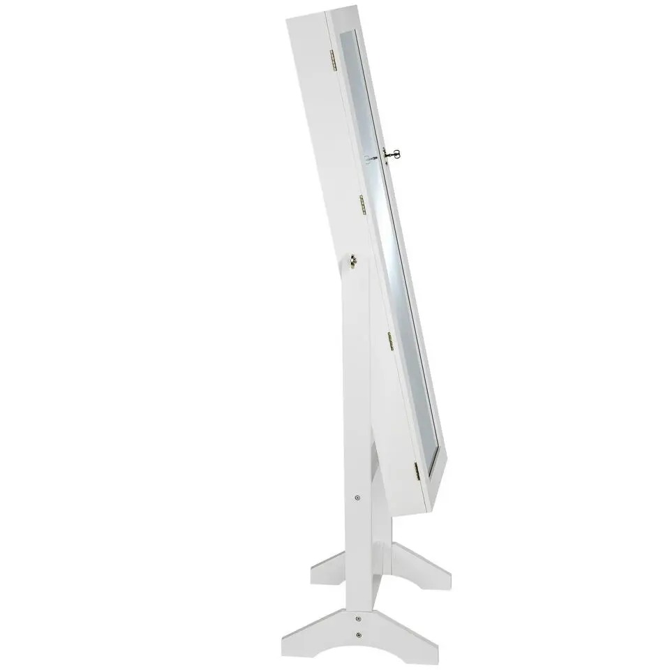 tectake Sieradenkast met spiegel, rechtopstaand, Wit