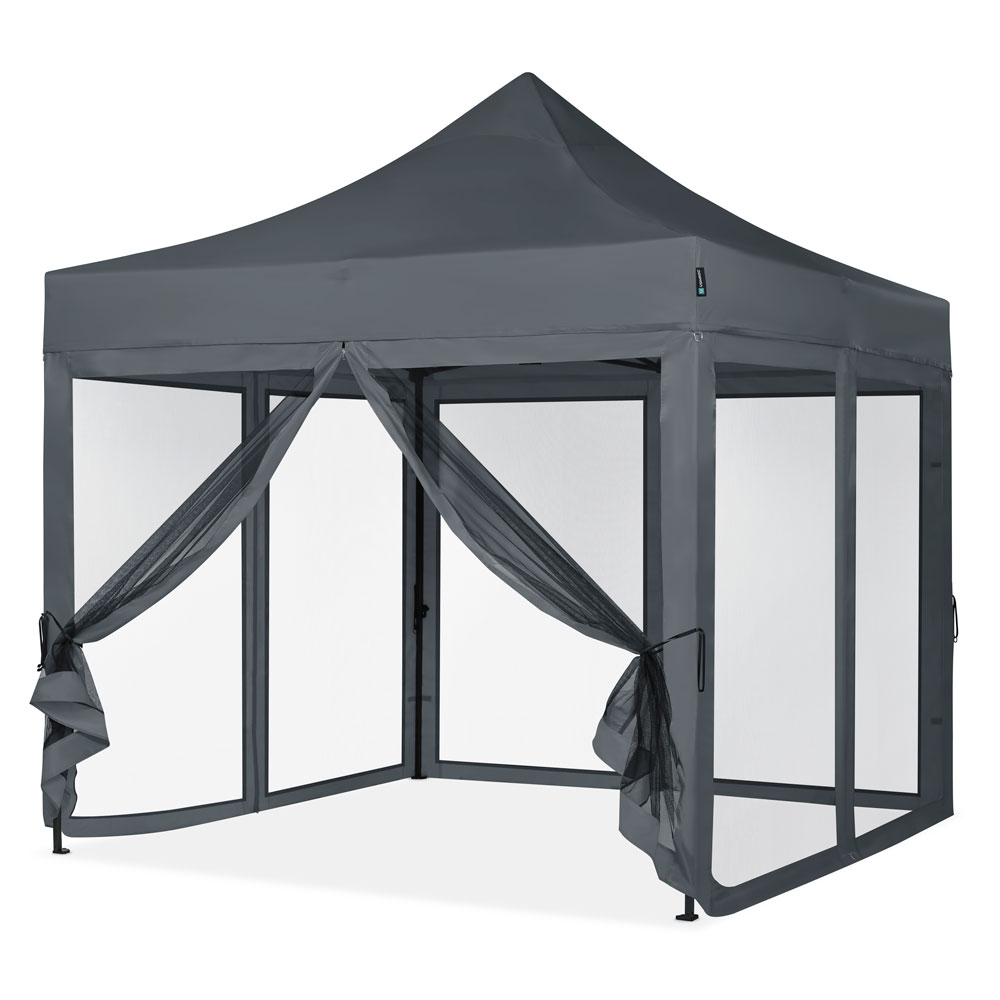 VONROC Premium 3x3 partytent met muggennet wanden - Grey