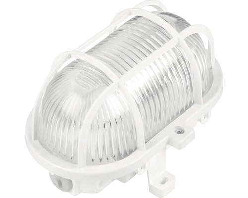 Ovale lamp met kunststof mand, 1-lichts, wit