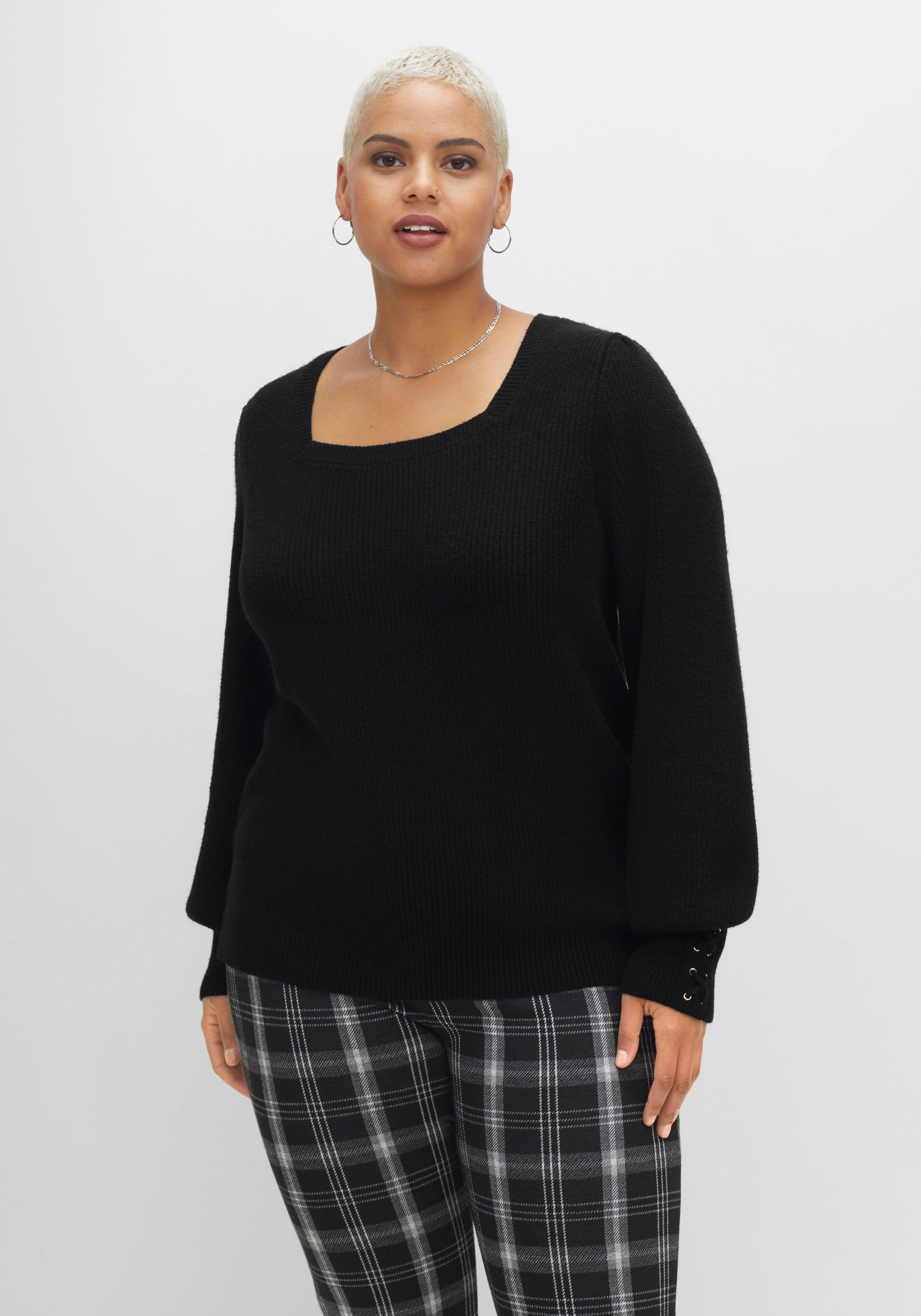 Pullover mit Karree-Ausschnitt und Ballonärmeln