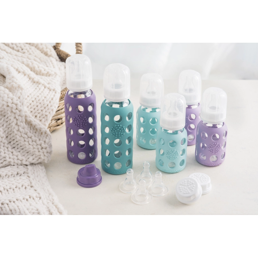 lifefactory Babyflasche aus Glas in grape 250 ml