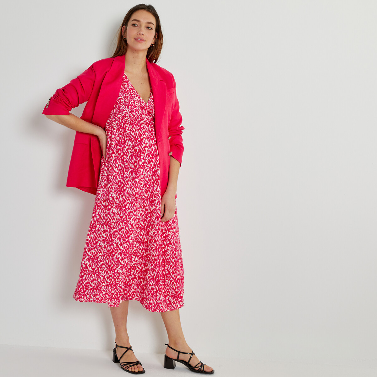COLEÇÕES LA REDOUTE<br>Vestido envelope para gestantes, estampa gráfica
