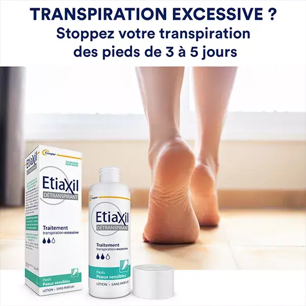 Desodorante antitranspirante Etiaxil para transpiração excessiva e pés sensíveis, 15ml