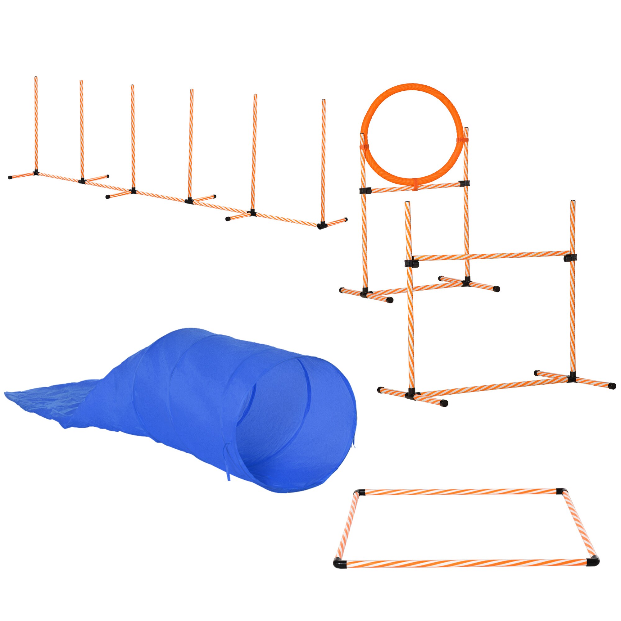 PawHut Hunde Agility Set 5-teilig orange, weiß 328 x 67 x 93 cm (LxBxH)