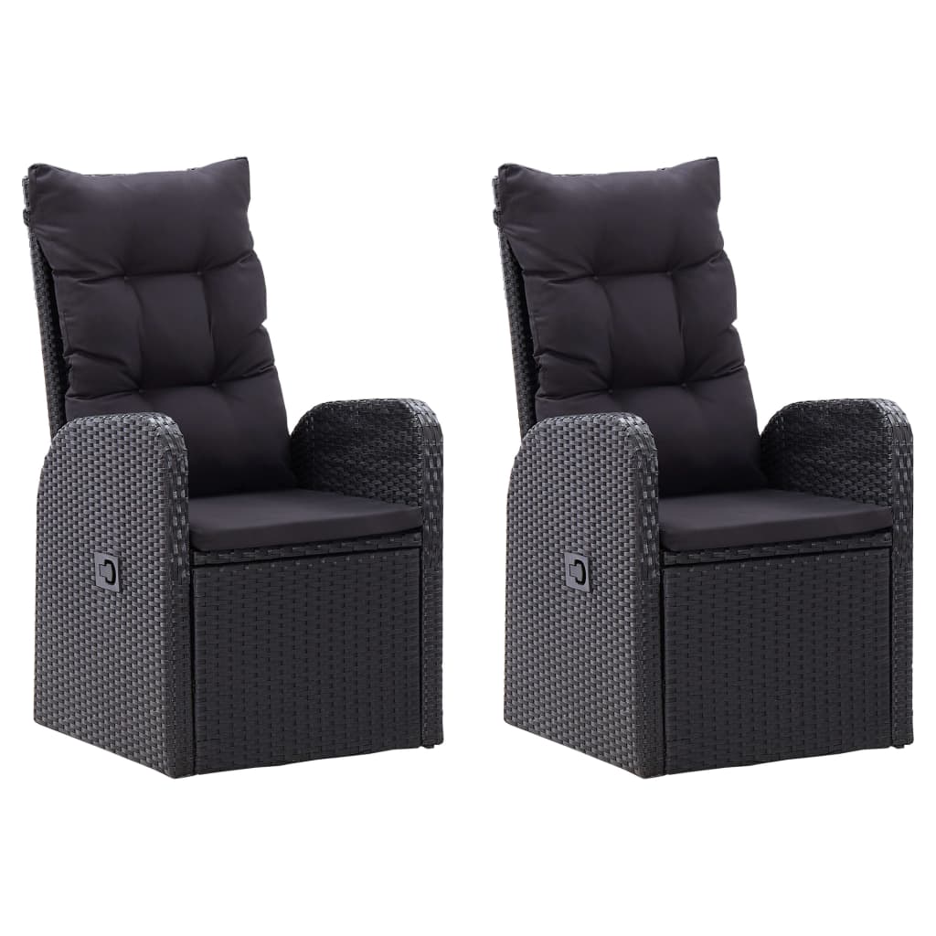Mobilier de salle à manger de jardin avec coussins 7 pièces noir