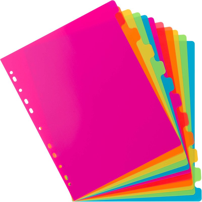 Intercalaire A4+ maxi en polypropylène Viquel Happy Fluo 12 onglets - 1 jeu